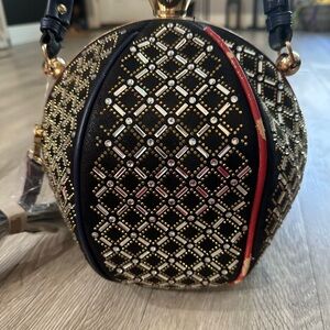 Unique Rhinestone Bling Harlequin Dome Bag Purse